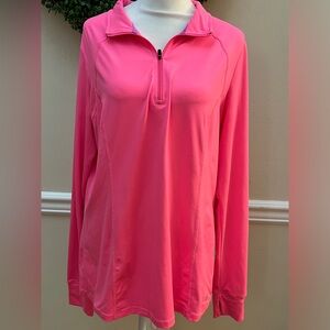 Xersion Performance Wear Pink Quarter Zip with Thumb Holes. Size: L